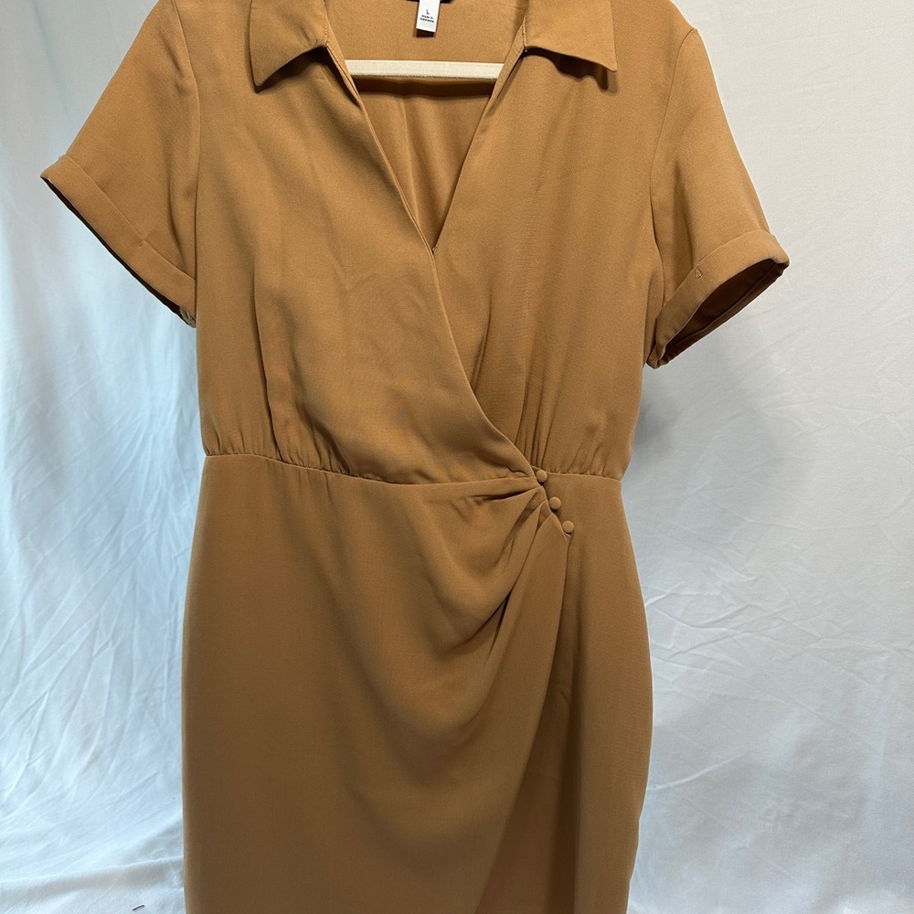 Nine West Tan Midi Wrap Dress
